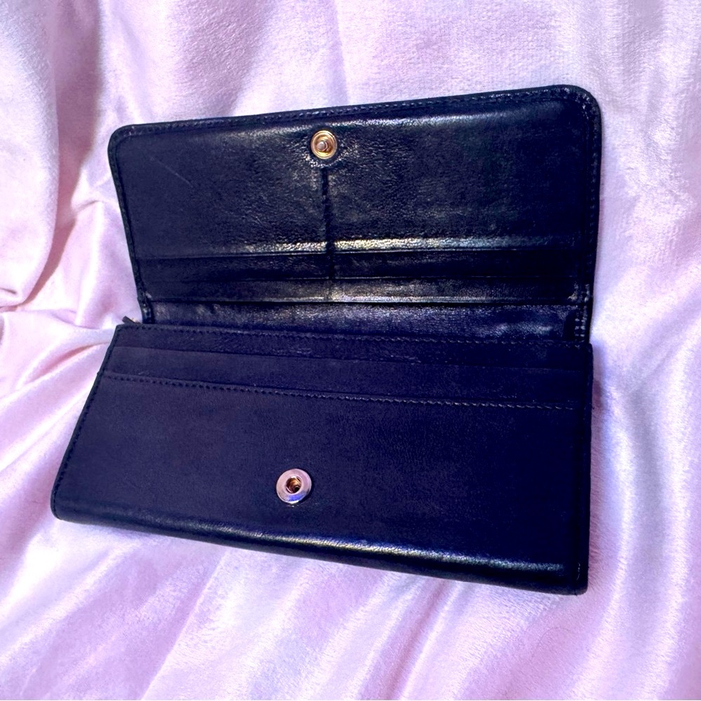 Jimmy Choo Wallet Star Studded Midnight Black Calfskin Leather Gold Stars Rare - Picture 7 of 13